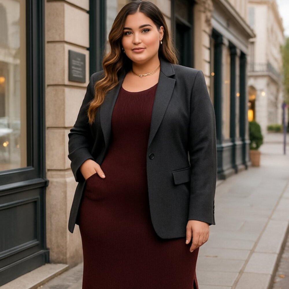 🍷 Agnes Orinda Plus Size Burgundy Sweater Tank Dress — 2X — Elegant Knit Midi